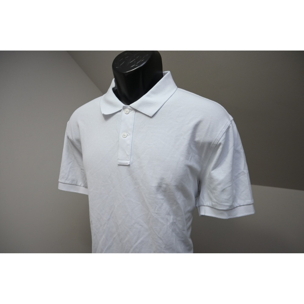 J. Crew Flex Pique Polo Mens XL White Untucked Short Sleeve Stretch Excellent
